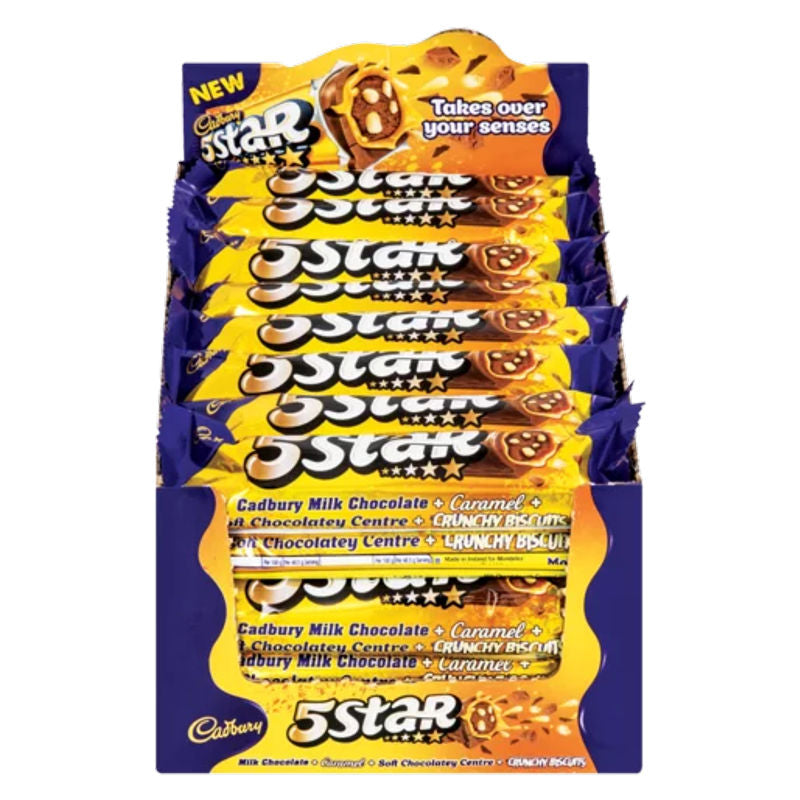 Cadbury 5 Star – 32 x 48.5g | Gooey Caramel, Soft Centre & Crunchy Biscuits in Every Bite Milk Chocolate Bars (32 x 48.5 g)