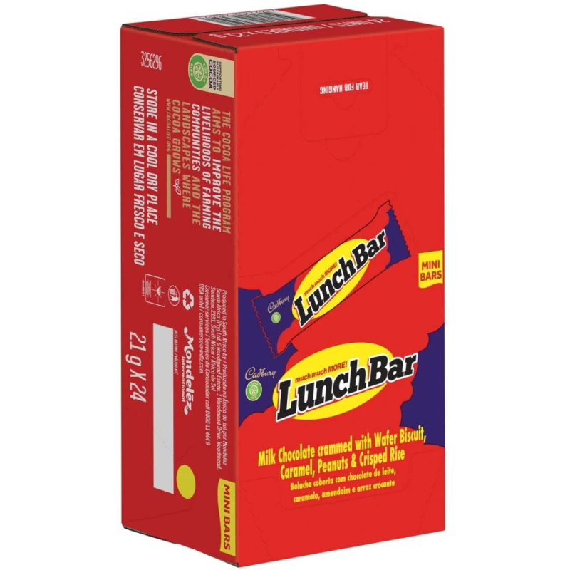 Cadbury Lunch Bar Milk Chocolate Bars (24 x 21 g)