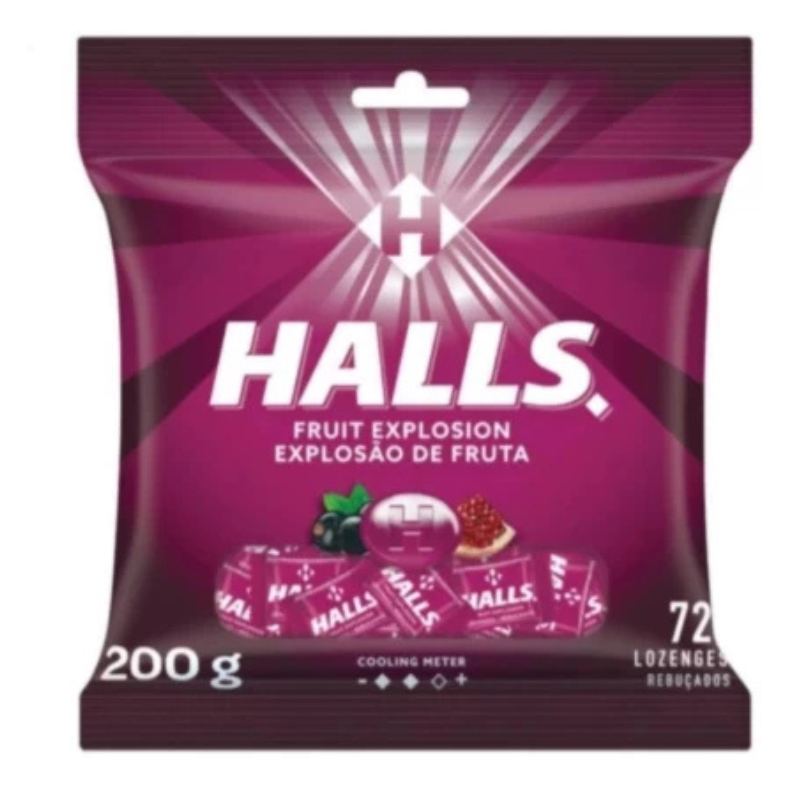 Halls Cherry, Mentholyptus, Fruit Explosion & Xtra Strong Lozenges Pouch (4 x 200 g)