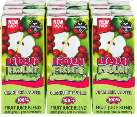 Liqui Fruit Cranberry Cooler 100% Fruit Juice Blend (6 x 200ml)