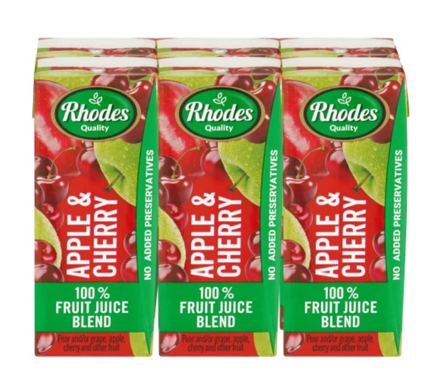 Rhodes Apple & Cherry 100% Fruit Juice Blend 6 x 200 ml