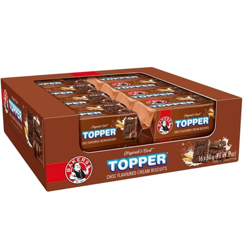 Bakers Toppers Biscuits Choc & Mint Choc Flavoured Cream Filled Biscuit (50 g, Pack of 32)