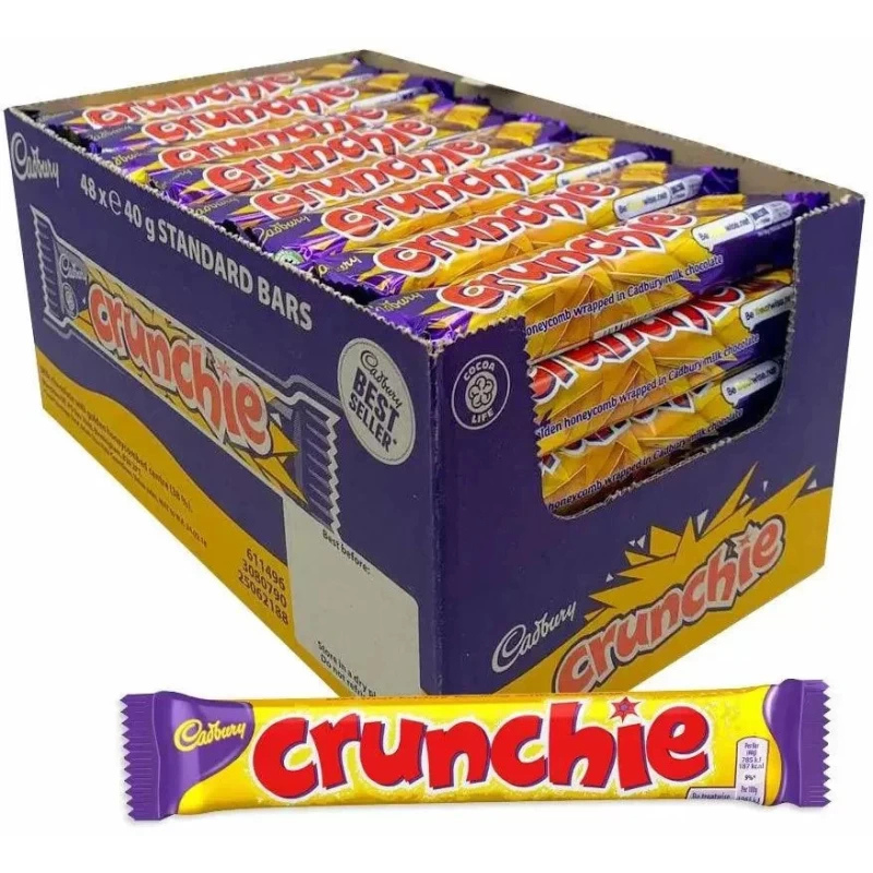 Cadbury Crunchie Bar, 40 g x 40 Units Milk Chocolate Bars (40 x 1600 g)