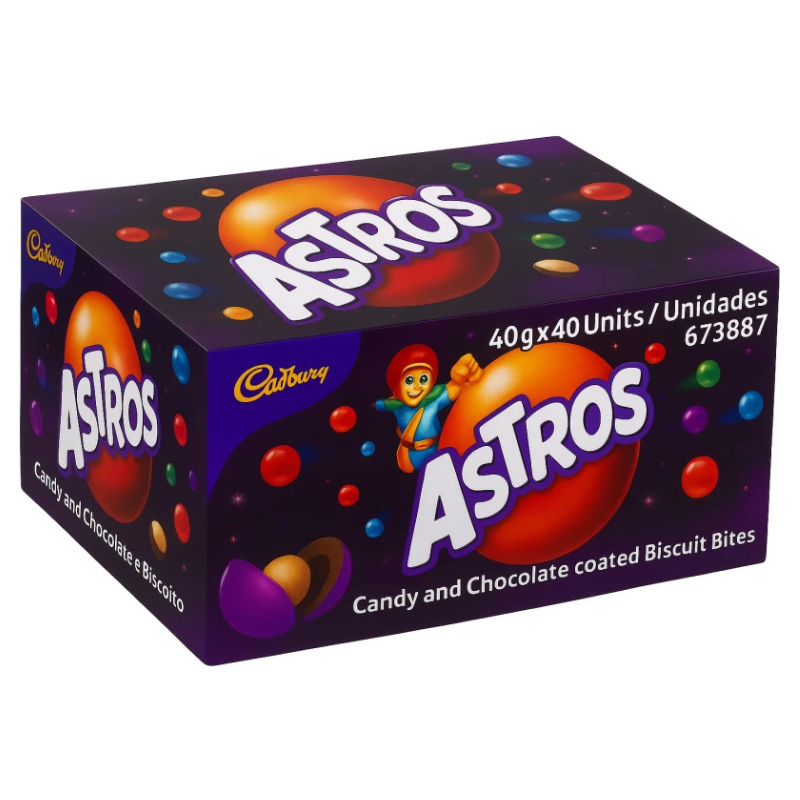 Cadbury Astros Chocolate Coated Biscuit Bites 40g x 40 Box Pack Milk Chocolate Bites (40 x 1.6 kg)