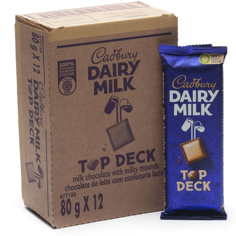 Cadbury Dairy Milk Top Deck Milk Chocolate Bars (12 x 80 g)