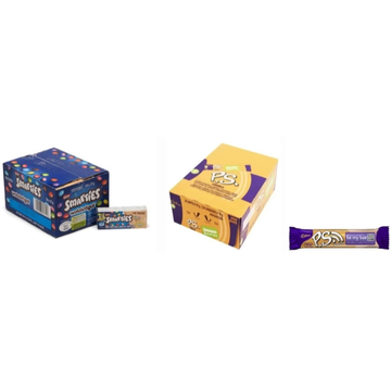 Nestlé Smarties Mini & Cadbury PS Mini Bars Combo – 48 x 22g | Colourful Candy & Creamy Chocolate in One Sweet Pack! Milk Chocolate Bars (48 x 22 g)