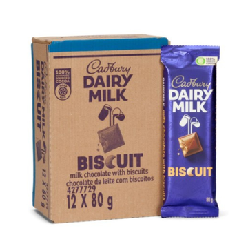 Cadbury Dairy Biscuit – 12 x 80g Bars | Crunchy Biscuits in Creamy Milk Chocolate Slabs (12 x 960 g)