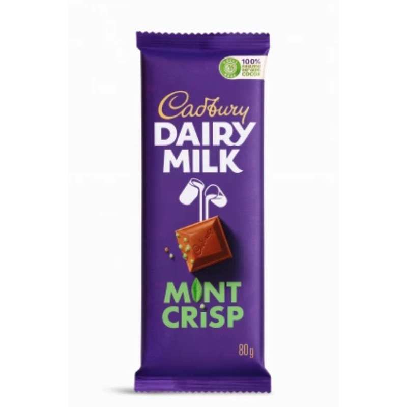 Cadbury Dairy Mint Crisp Milk Chocolate Slabs Milk Chocolate Bars (12 x 80 g)