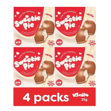 Sweetie Pie Vanilla Mallow Pies | 4 pack Milk Chocolate Bites (24 x 600 g)