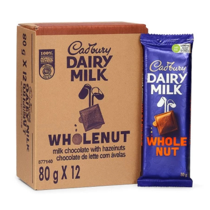 MONDELEZ Dairy Milk Whole Nut Milk Chocolate Slabs (12 x 80 g)