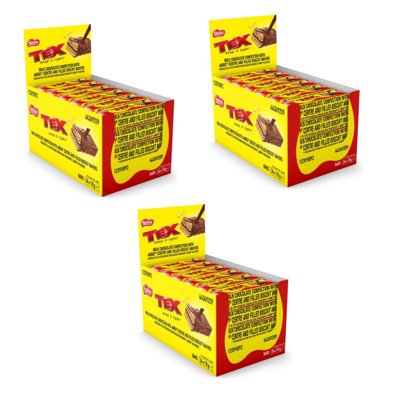 Nestlé Tex Wafer Aero Centre Milk Chocolate Bars – 72 Pack (72 x 18g) Milk Chocolate Bars (72 x 18 g)