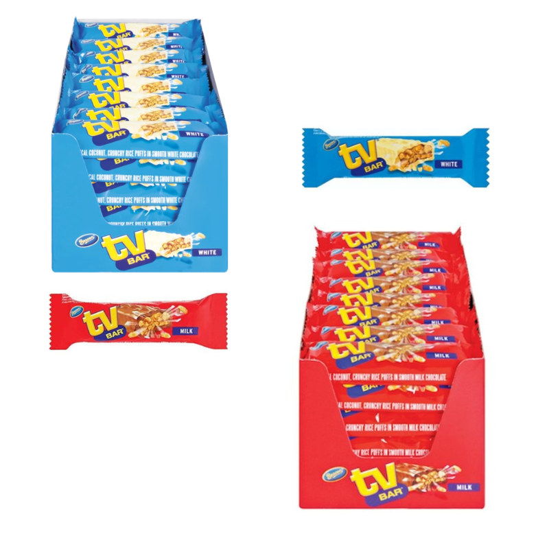 TV chocolate bar TV Chocolate Combo- Milk Chocolate + White Chocolate White Chocolate Bars (80 x 47 g)