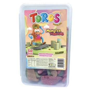 TOROS Gummy Jelly Tub – Monster Tongues Sour Fizzy Box (50 x 5 g)
