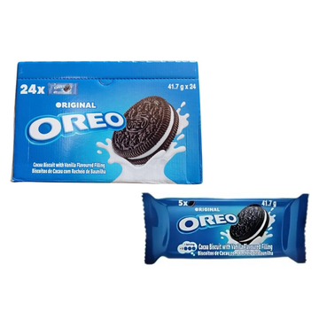 OREO Cocoa Biscuits with Vanilla Flavoured Filling – 24-Pack (24 x 41.7g) | Classic Crunchy Cookies for Snacking & Sharing Cookies (41.7 g, Pack of 24)