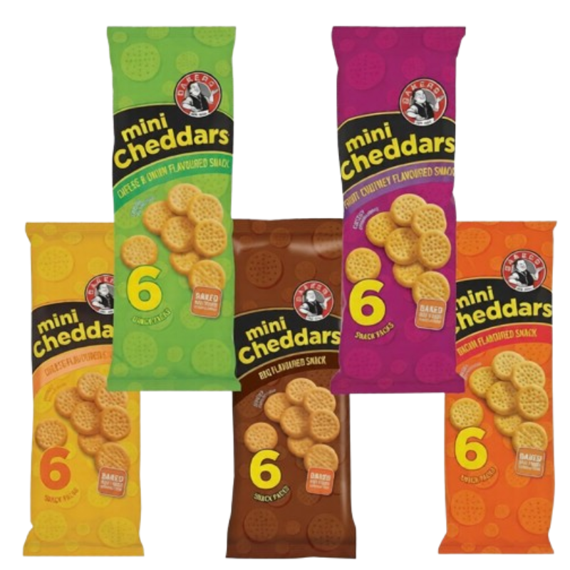 Bakers Mini Cheddars Mix Flavours-5 Packs Crackers (33 g, Pack of 5)