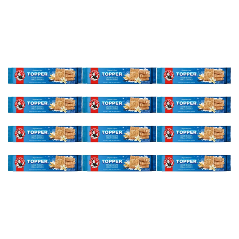 Bakers Topper Vanilla Flavoured Cream Filled Biscuit (125 g, Pack of 12)
