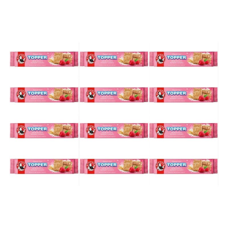 Bakers Topper Raspberry Flavoured Cream Filled Biscuit (125 g, Pack of 12)